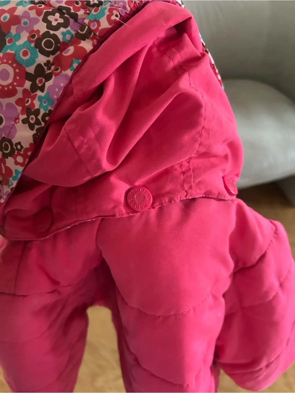 Vintage Oshkosh B’Gosh full snow set - pants and jacket | pink floral | 12-18m